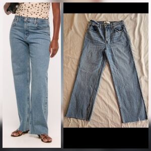 Abercrombie & Fitch The 90s Relaxed Jean High Rise 28 6 Short 25L Raw Denim Hem